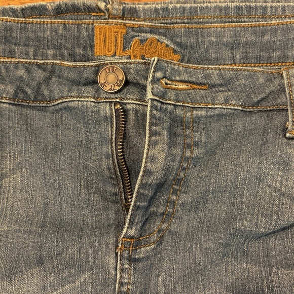 KUT FROM THE KLOTH Womens Size 12 Medium Wash Stretch Denim Knee Length Skirt - Picture 7 of 8